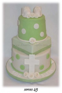 Green Baptism cake