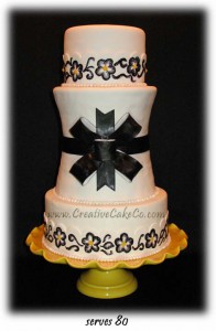 Black Embroidery & Bow Cake