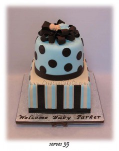 Blue, Ivory, & Brown Baby Shower cake