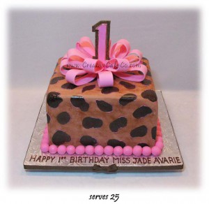 Cheetah cake with a Pink Bow