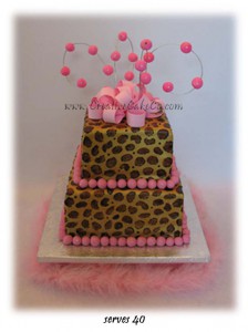 Leopard Print cake with Pink Bow