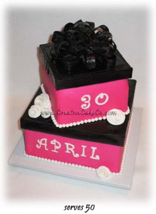 Pink & Black Present cake