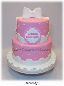 Pink & White Baptism cake