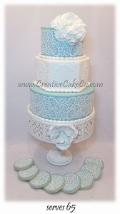 Blue & White Lace 3 Tier Cake