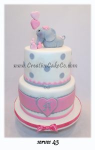 Girl Elephant Baby Shower Cake