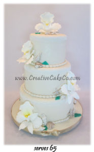 Orchids & Seashells Wedding Cake