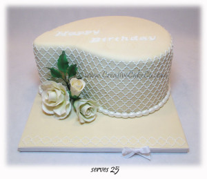 Paisley Ivory & White Moroccon Roses cake