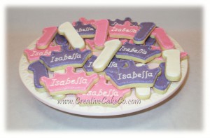 Pink & Purple Princess Tiara & One cookies