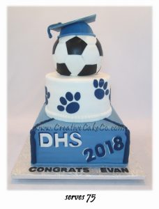 Blue & White Soccer Graduation cake